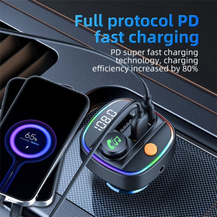 C4S Digital Display Car PD 30W+QC 3.0 Car Charger Audio MP3 Player FM Transmitter, C4S