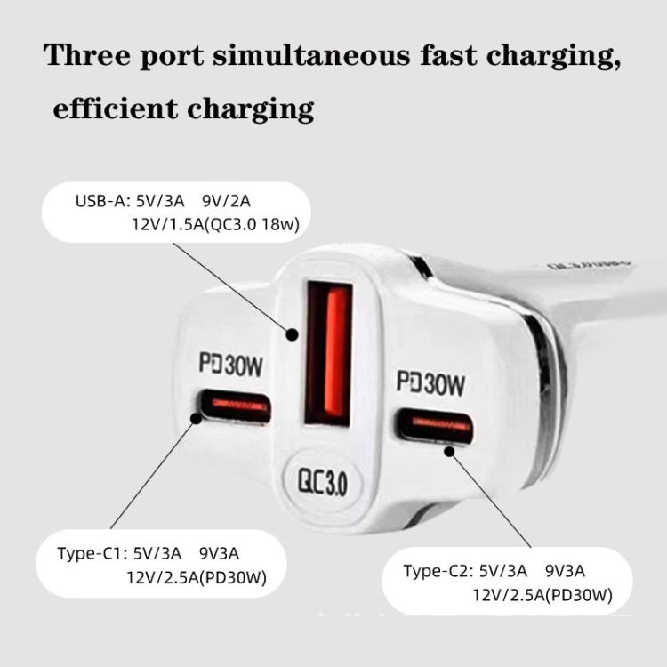 78W PD30W x 2 + QC3.0 USB Multi Port Car Charger