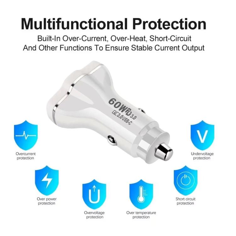 78W PD30W x 2 + QC3.0 USB Multi Port Car Charger