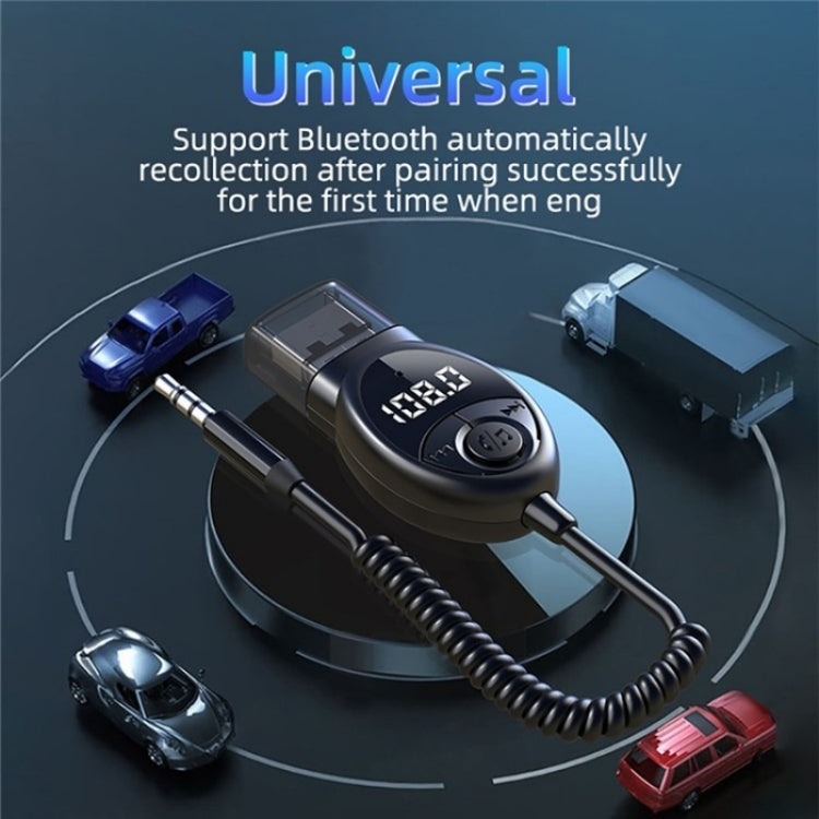 W8 With Telescopic Cable Car Audio Adapter Bluetooth Receiver FM Transmitter, W8