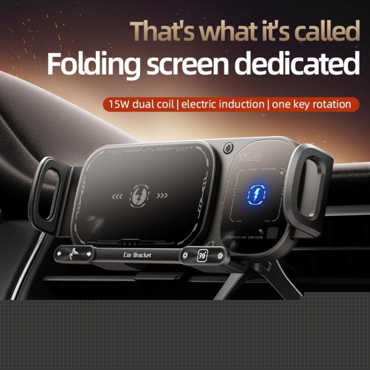 SD01 Car Air Vent Mount Dual Coil Rotating Phone Stand 15W Wireless Charger Phone Holder, SD01 Grey, SD01 Black