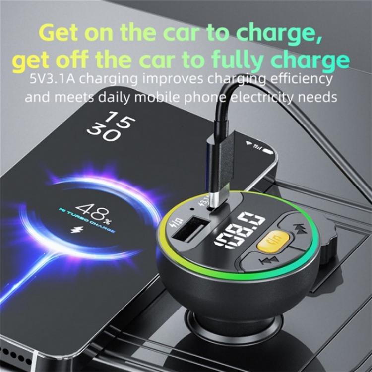 C9 Digital Display FM Transmitter Multifunctional Bluetooth Car MP3 Player USB Type-C Charger, C9