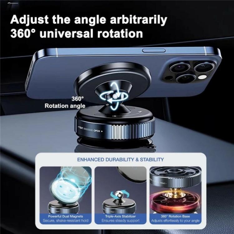 K009 360 Degree Rotation Navigation Holder Mechanical Vacuum Suction Magnetic Car Stand, K009 (Black), K009 (White)