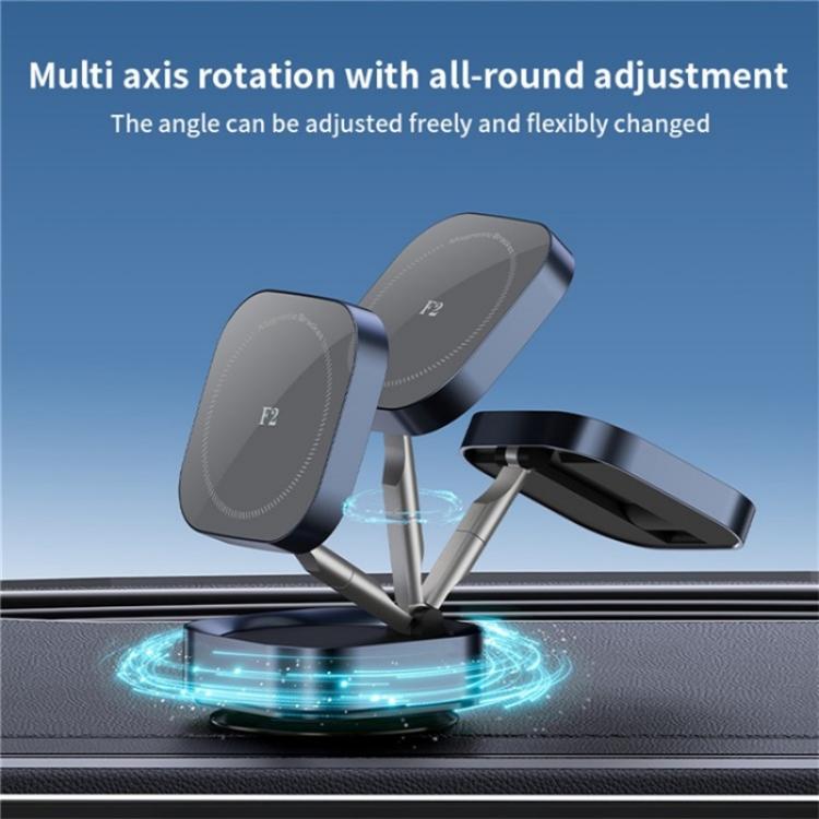 F2 Strong Magnet Vacuum Suction Adjustable Foldable Car Dashboard Windshield Phone Holder, F2 (Silver), F2 (Tarnish)