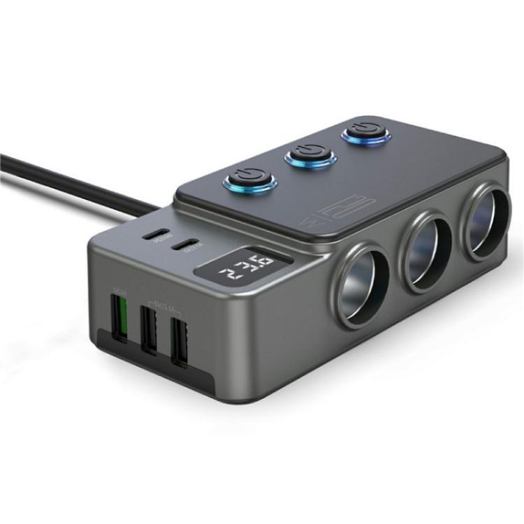 GC06 Voltage Display Cigarette Lighter Adapter Car Charger High Power Fast Charging, GC06