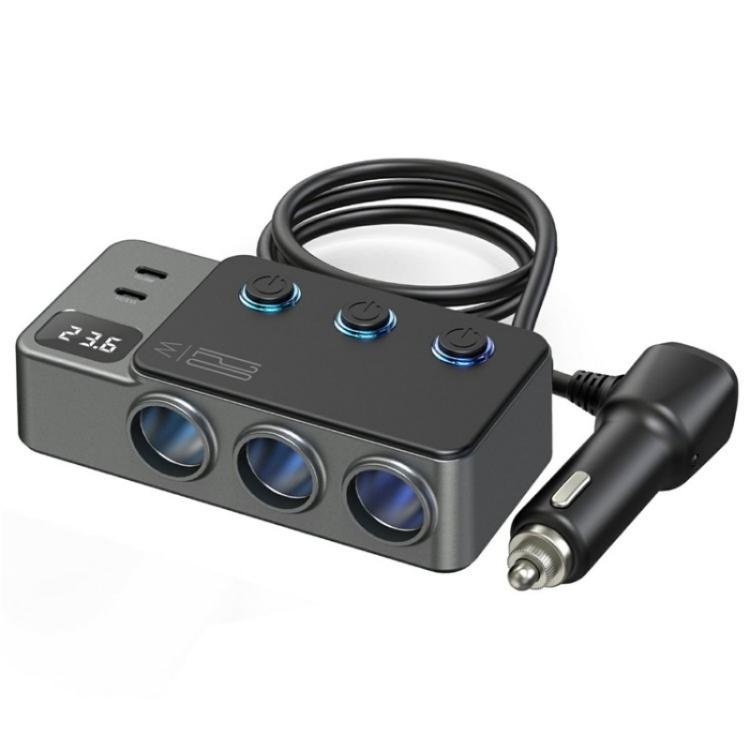 GC06 Voltage Display Cigarette Lighter Adapter Car Charger High Power Fast Charging, GC06