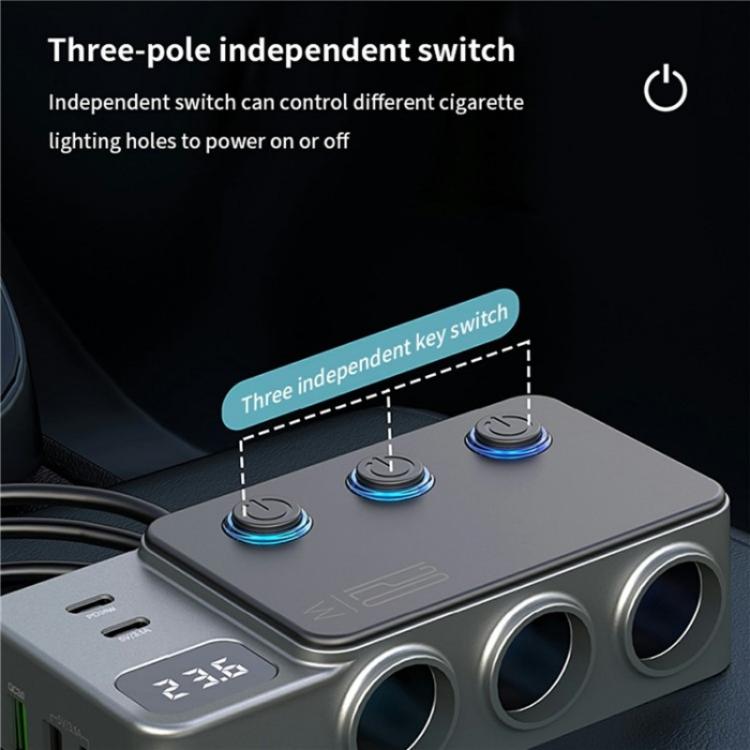 GC06 Voltage Display Cigarette Lighter Adapter Car Charger High Power Fast Charging, GC06