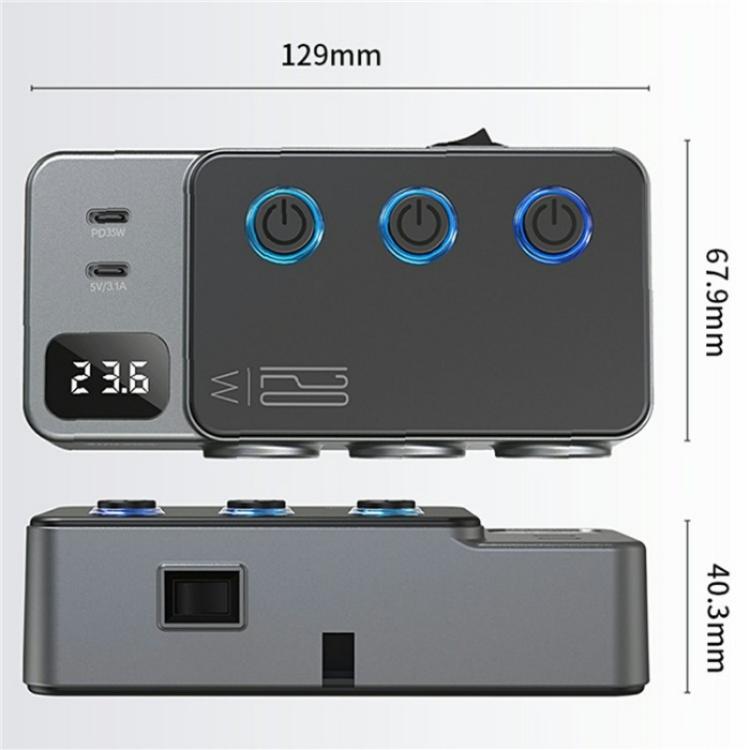 GC06 Voltage Display Cigarette Lighter Adapter Car Charger High Power Fast Charging, GC06