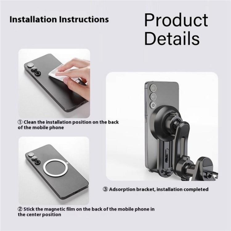 V004 Adjustable Angle Cellphone Bracket Compatible MagSafe Car Phone Holder Air Vent Mount, V004