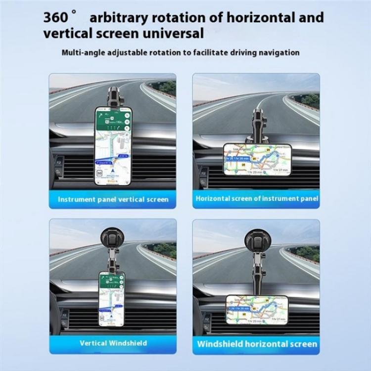 XWJ-JX04 Dashboard Windshield Magnetic Car Mount Suction Cup Base Long Arm Holder, XWJ-JX04 (Gear Type), XWJ-JX04 (Single Hole)
