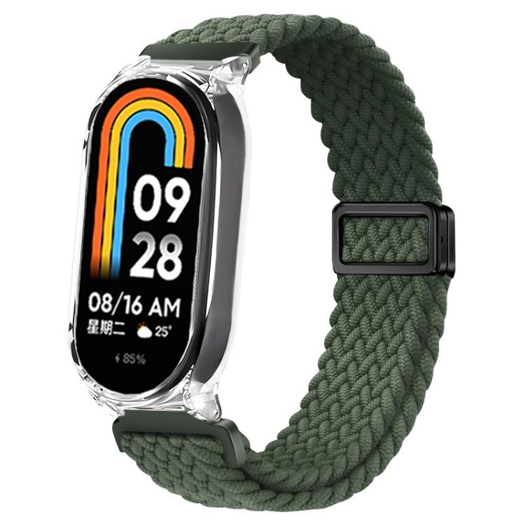 Clear PC Frame Magnetic Buckle Nylon Braided Elastic Watch Band