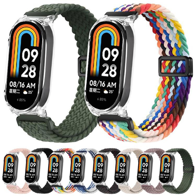 Clear PC Frame Magnetic Buckle Nylon Braided Elastic Watch Band