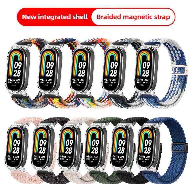 Clear PC Frame Magnetic Buckle Nylon Braided Elastic Watch Band