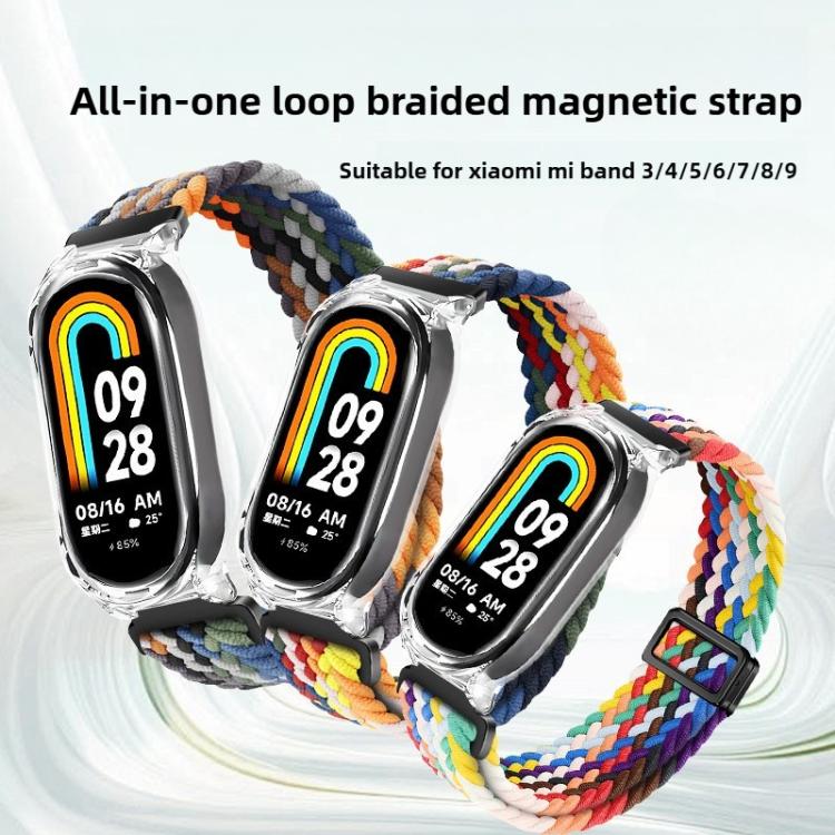 Clear PC Frame Magnetic Buckle Nylon Braided Elastic Watch Band