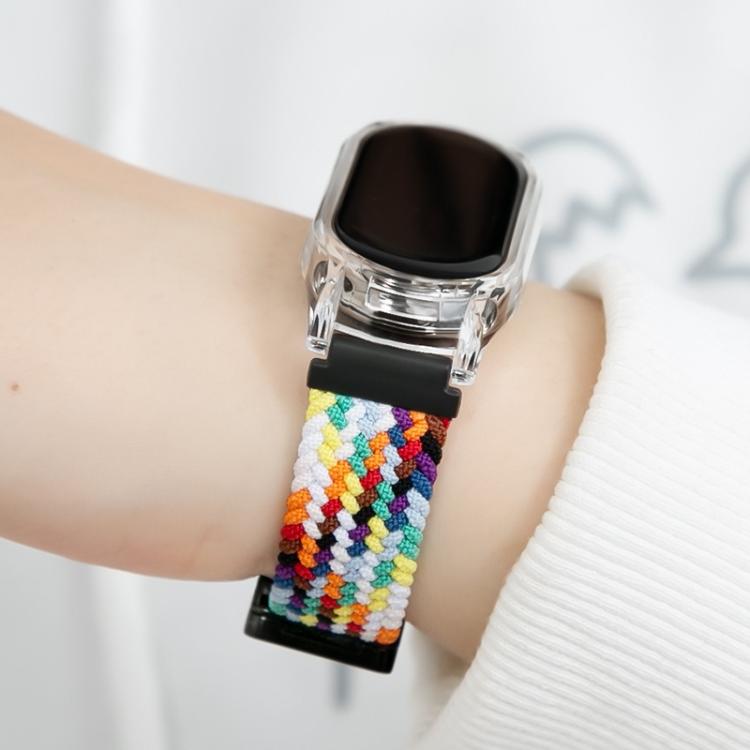 Clear PC Frame Magnetic Buckle Nylon Braided Elastic Watch Band