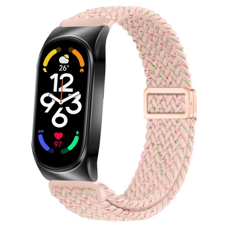 Metal Frame Magnetic Buckle Nylon Braided Elastic Watch Band