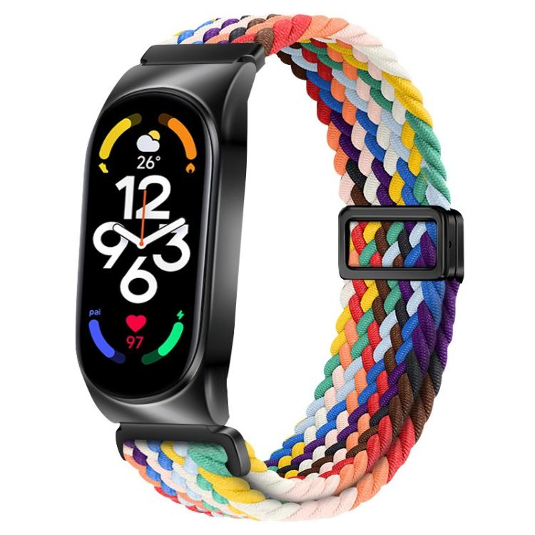 Metal Frame Magnetic Buckle Nylon Braided Elastic Watch Band