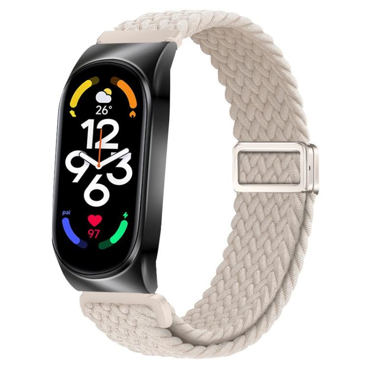 Metal Frame Magnetic Buckle Nylon Braided Elastic Watch Band