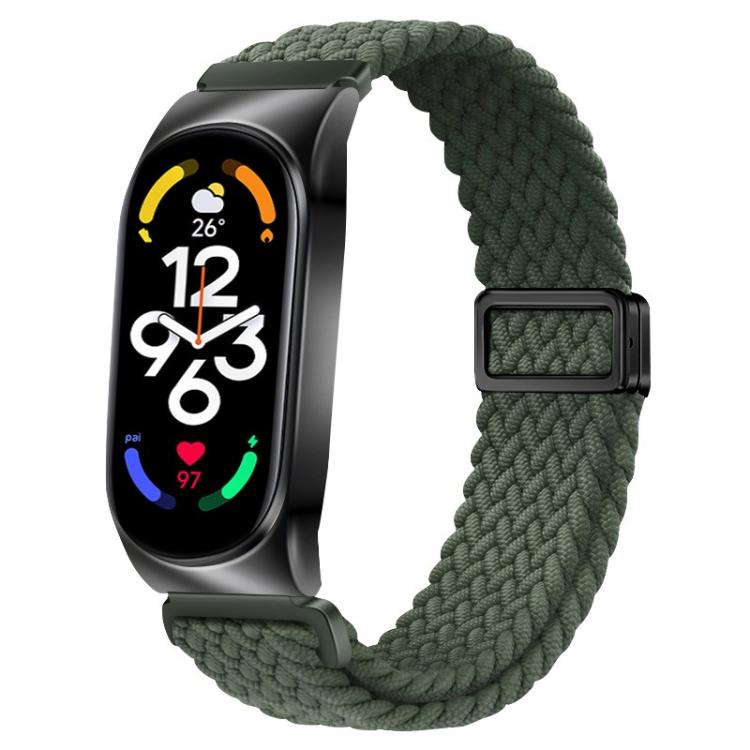 Metal Frame Magnetic Buckle Nylon Braided Elastic Watch Band