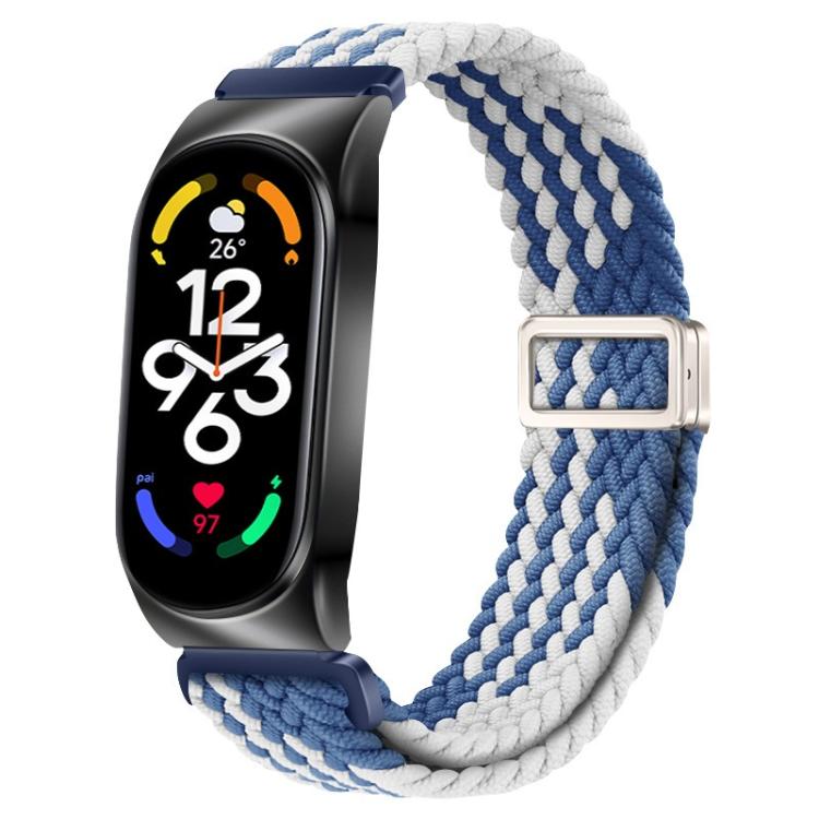 Metal Frame Magnetic Buckle Nylon Braided Elastic Watch Band