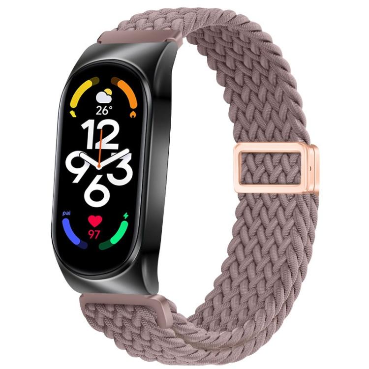 Metal Frame Magnetic Buckle Nylon Braided Elastic Watch Band