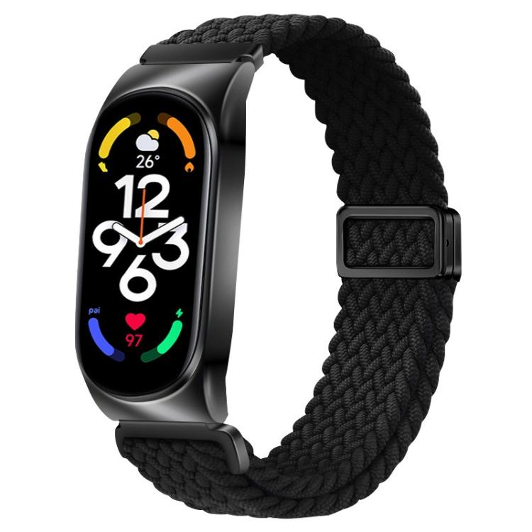 Metal Frame Magnetic Buckle Nylon Braided Elastic Watch Band
