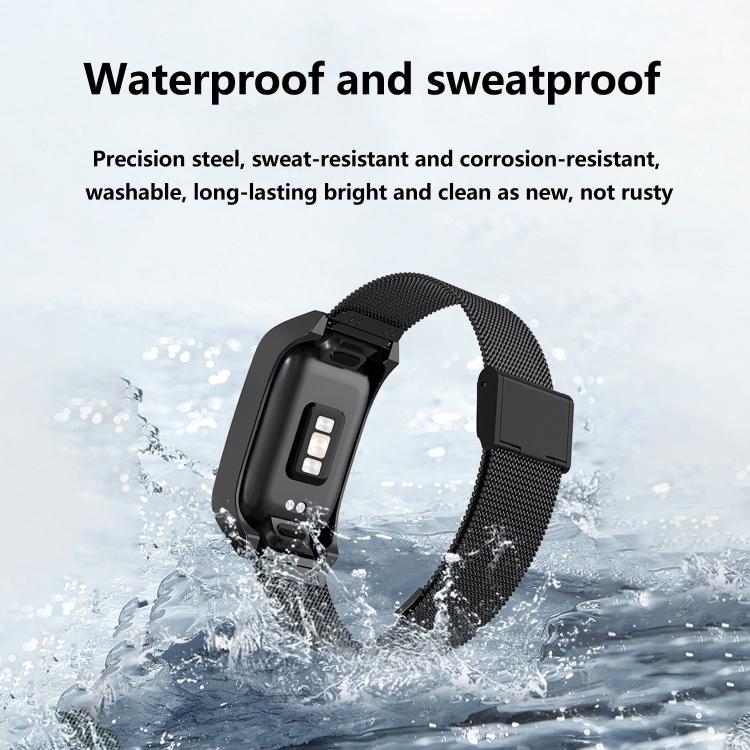 Stainless Steel Frame Integrated Milanese Buckle Metal Watch Band
