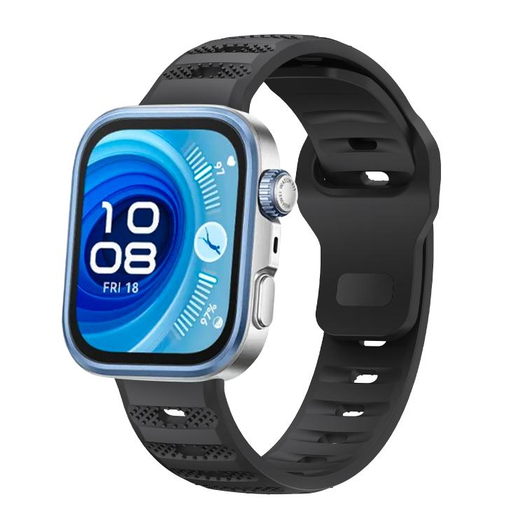 Black Buckle Dotted Silicone Watch Band