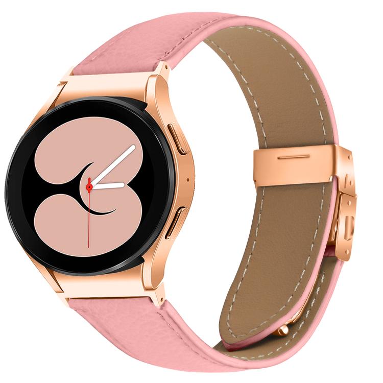 Lychee Texture Rose Gold Turtle Back Buckle Leather Watch Band