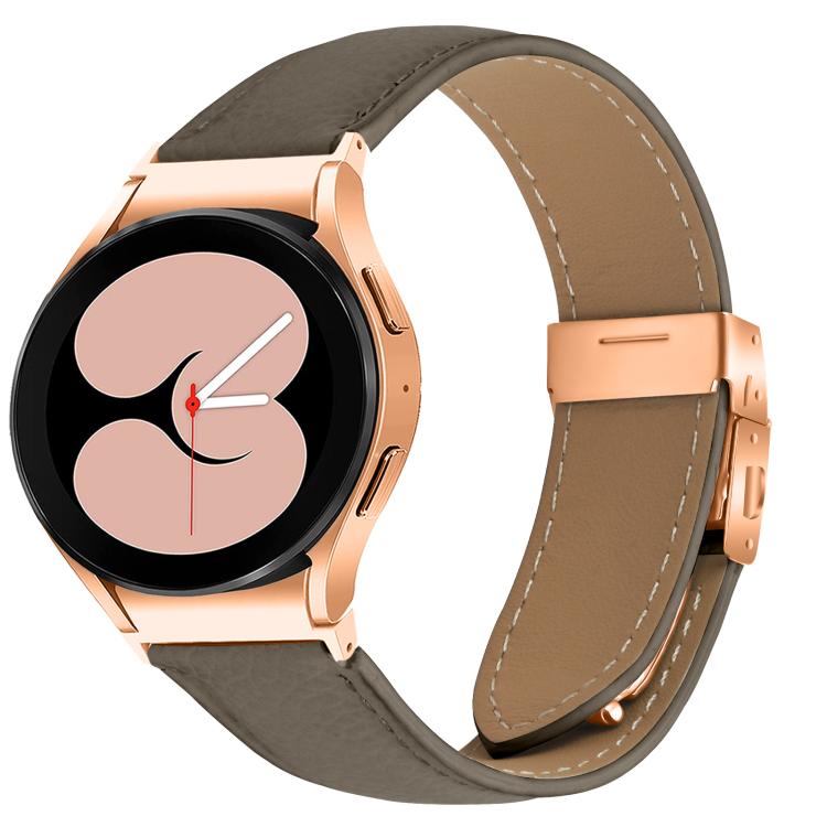 Lychee Texture Rose Gold Turtle Back Buckle Leather Watch Band