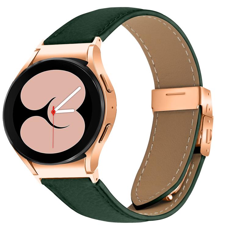 Lychee Texture Rose Gold Turtle Back Buckle Leather Watch Band