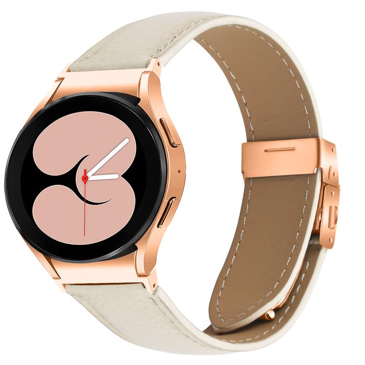Lychee Texture Rose Gold Turtle Back Buckle Leather Watch Band