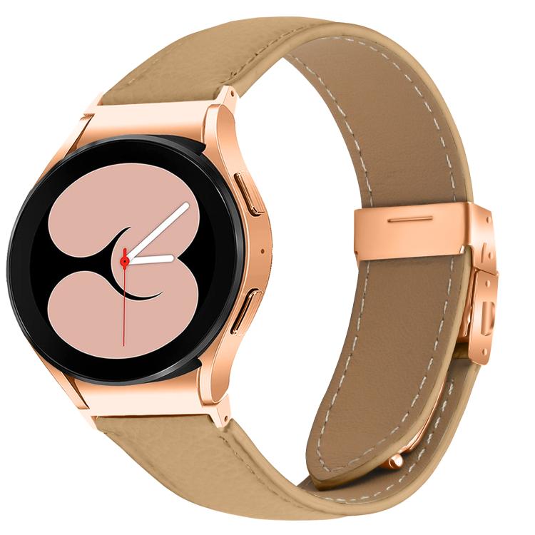 Lychee Texture Rose Gold Turtle Back Buckle Leather Watch Band