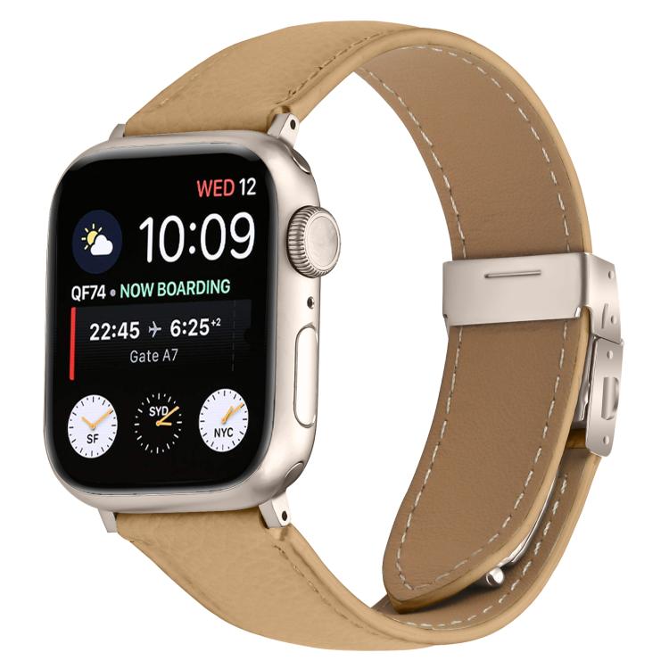 Lychee Texture Starlight Turtle Back Buckle Leather Watch Band