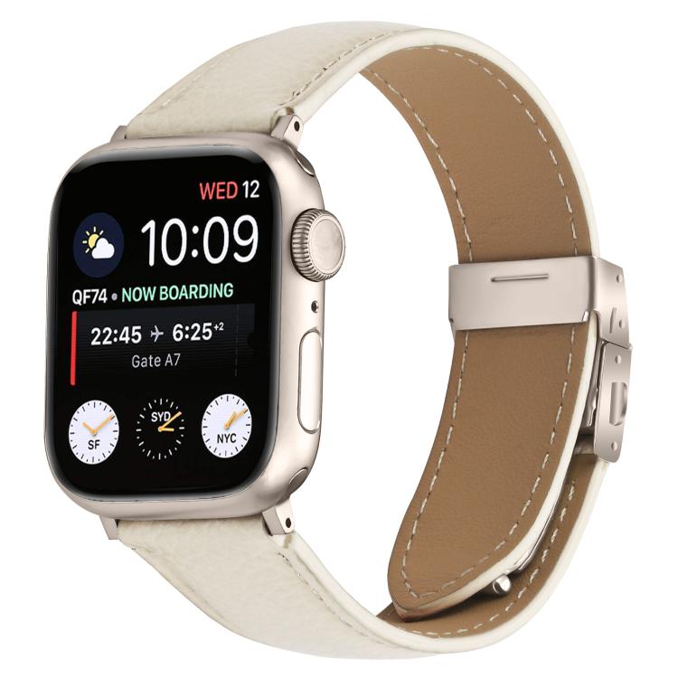 Lychee Texture Starlight Turtle Back Buckle Leather Watch Band