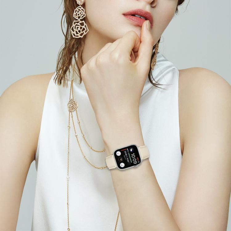 Lychee Texture Silver Turtle Back Buckle Leather Watch Band