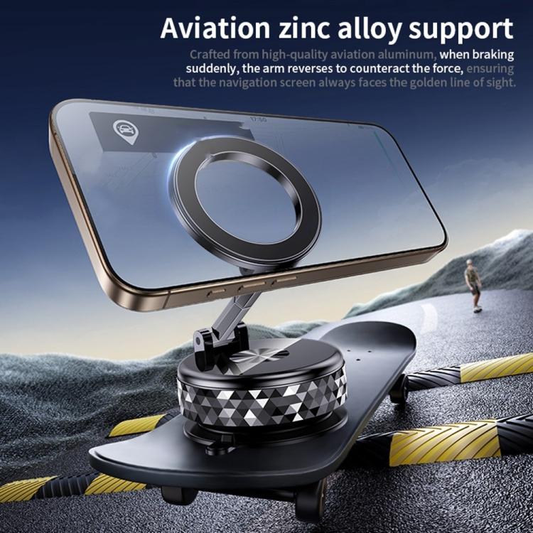 K12 Vacuum Suction Mount Foldable 360 Rotation Magnetic Car Phone Holder, K12 (Black), K12 (Silver)
