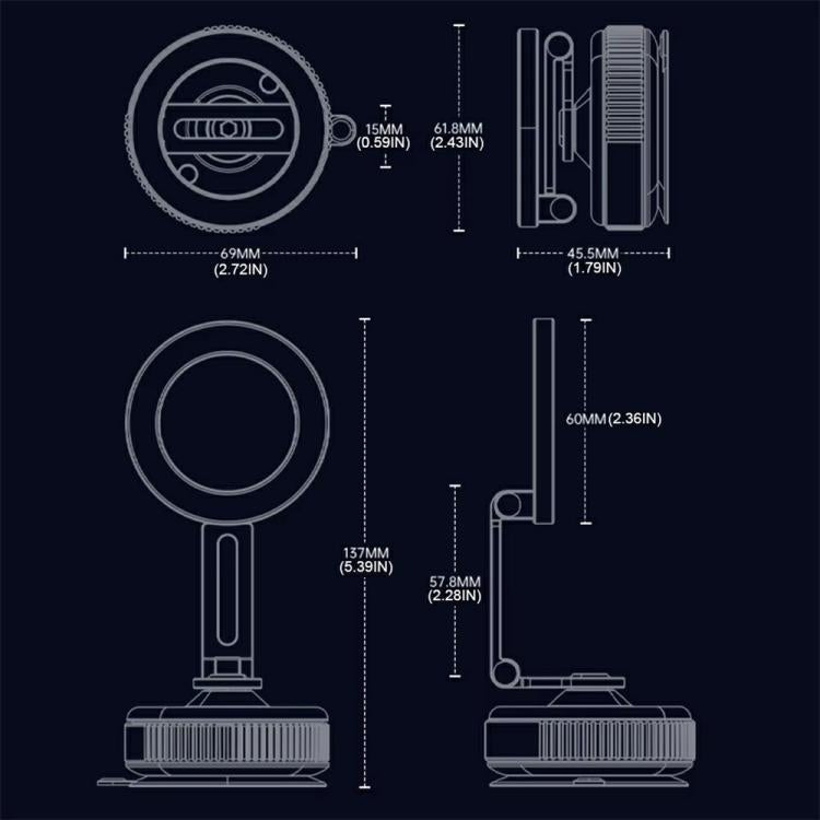 X54 Dashboard Windshield Suction Cup Mount Foldable Navigation Stand Magnetic Car Phone Holder, X54