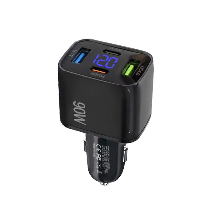 QC4.0 30W + PD3.0 30W LED Digital Display Car Charger, TE-S01
