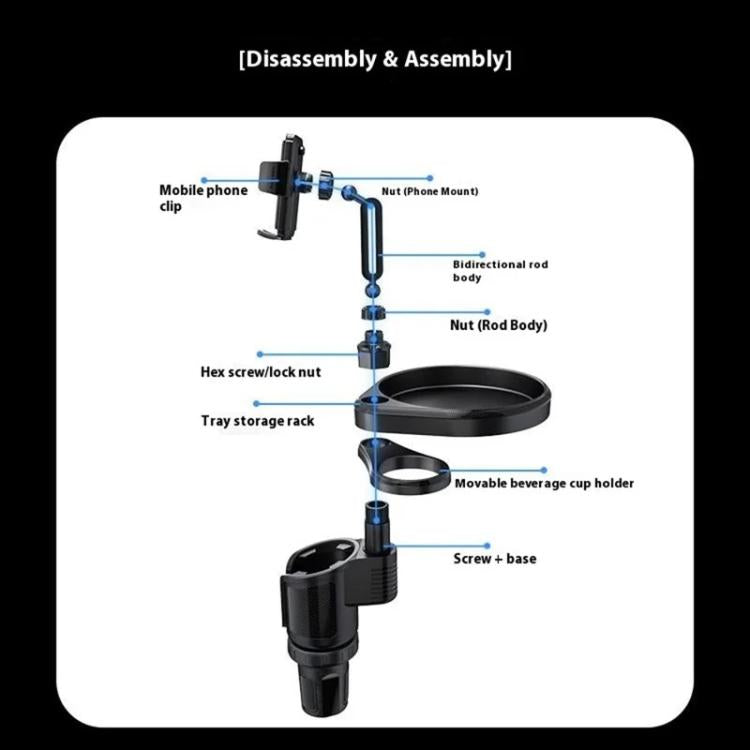 CP242 Universal 4 in 1 Car Phone Holder Cup Holder Tray Stand Car Cup Holder Expansion Tray, CP242