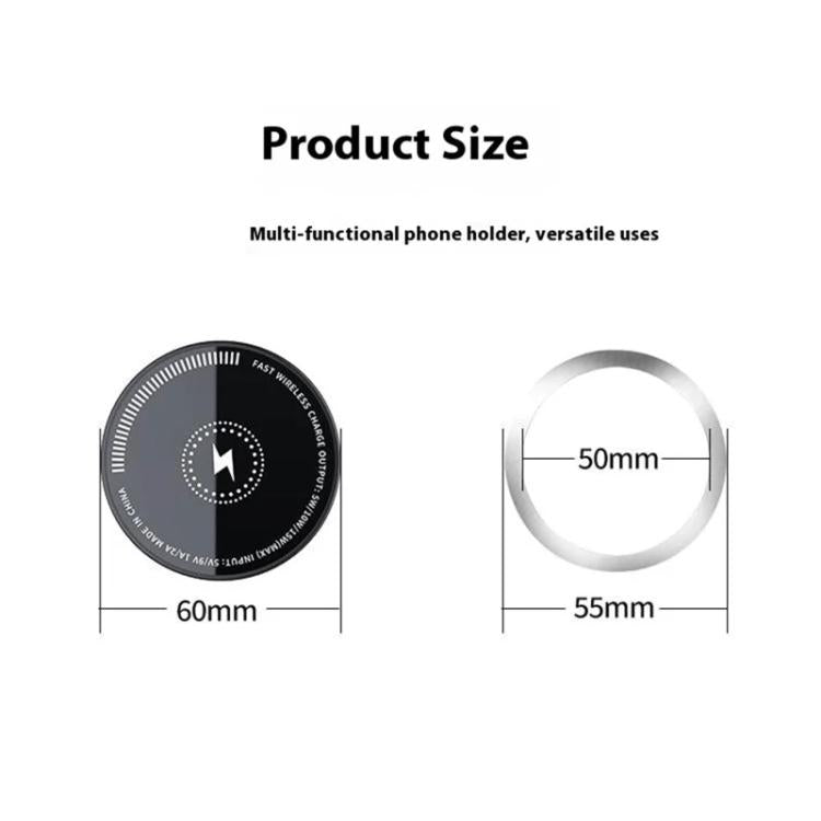 CP242F 15W Fast Charging Wireless Charger Car Cup Holder Magnetic Phone Navigation Stand, CP242F