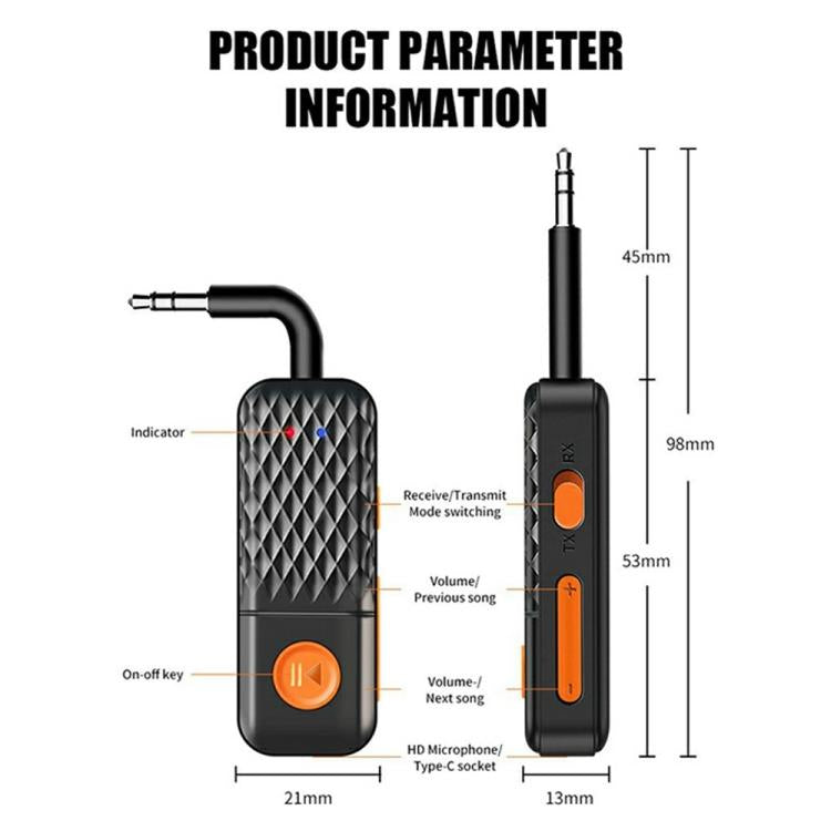 T90 Wireless Audio Transmitter Receiver AUX 3.5mm Car Bluetooth Adapter, T90