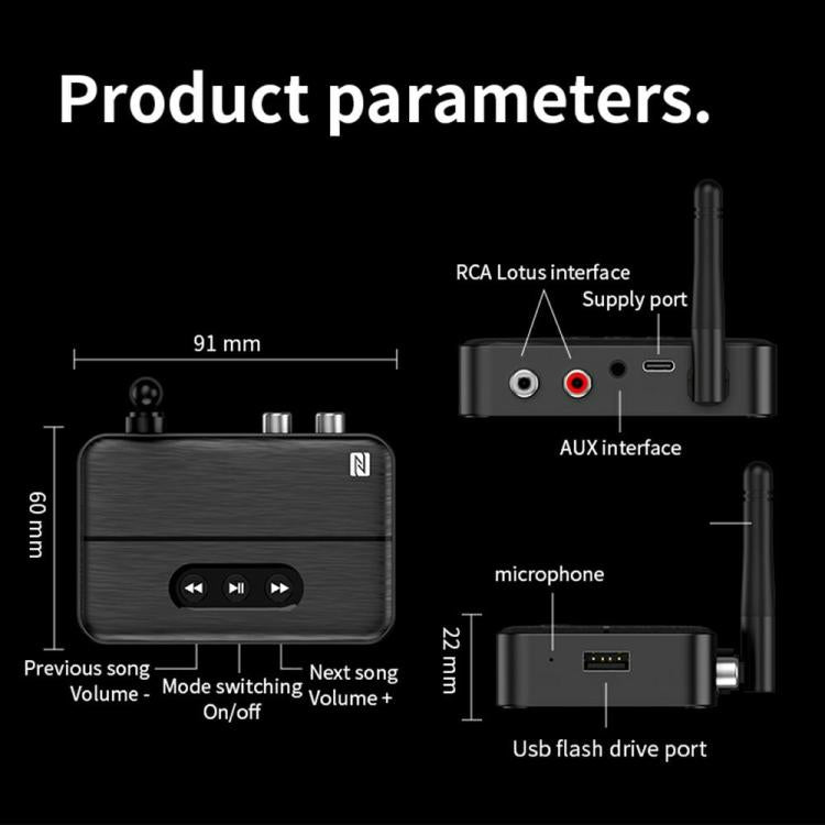 M60 Home Car Stereo Hands Free Calling Music Player Bluetooth 5.4 Audio Receiver, M60
