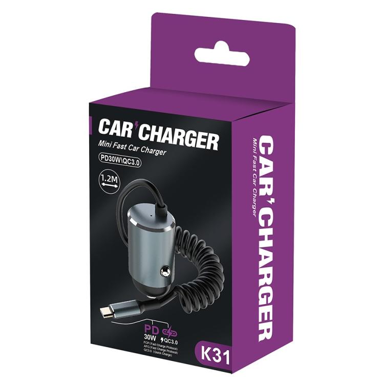 K31 Phones / Tablets PD 30W Super Fast Car Charger Cigarette Lighter Adapter, K31