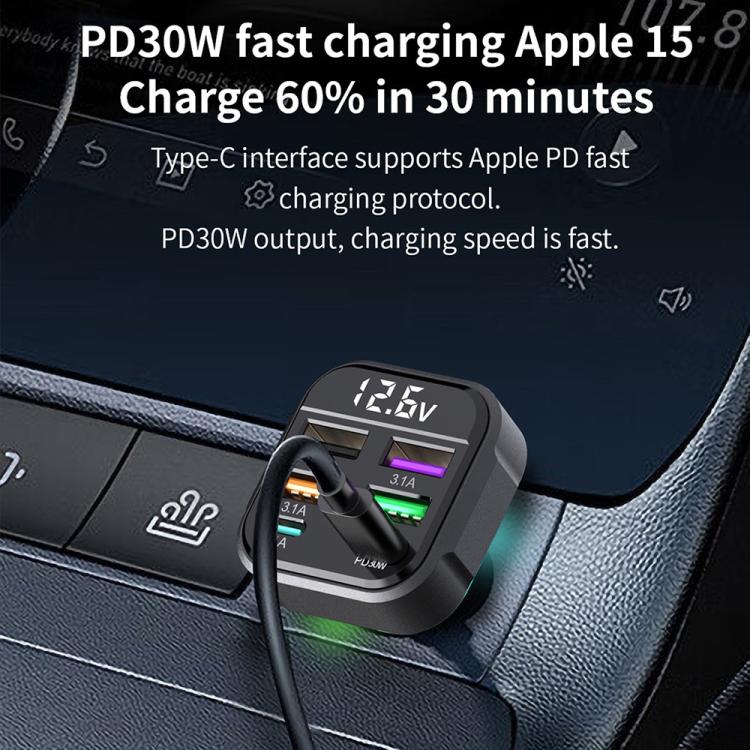 K35 USB Ports Car 3.1A QC3.0 Fast Charging Adapter Cigarette Lighter Charger, K35