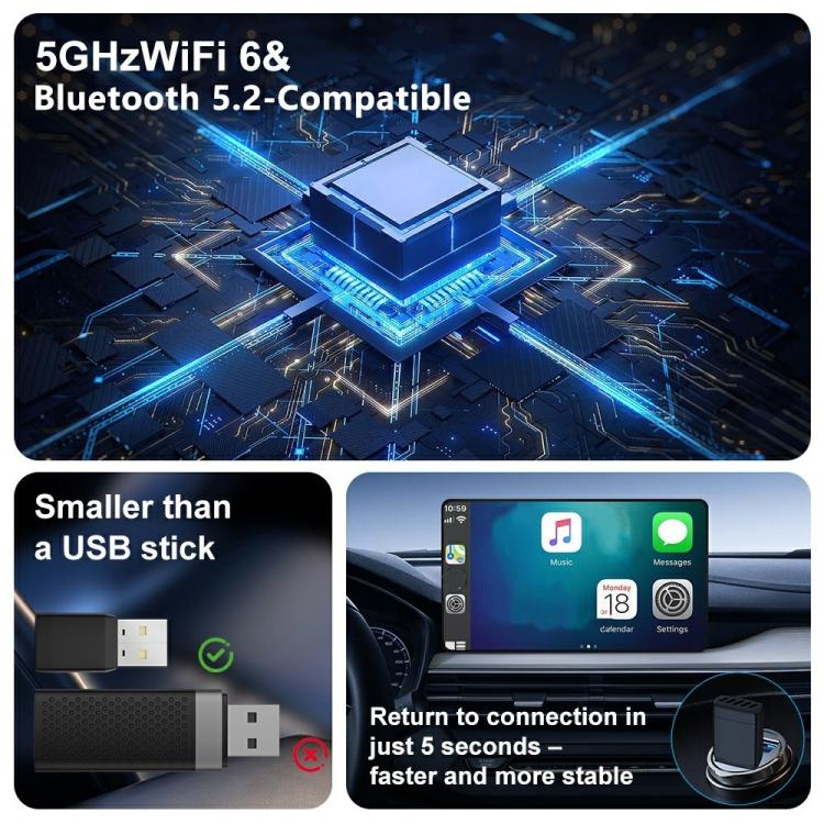 CP022 CarPlay / Android Auto Converter Wired to Wireless Car Dongle Plug Play USB Adapter, CP022