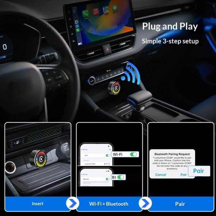 M47 2 in 1 AI Box CarPlay / Android Auto Wired to Wireless Converter Car Wireless Adapter, M47