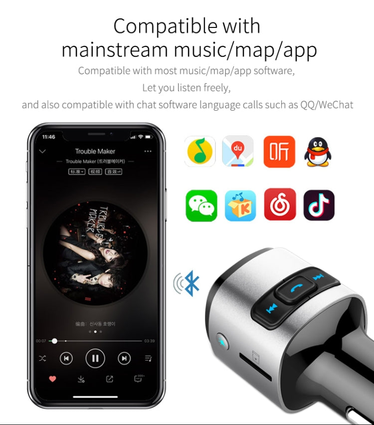 BC41 Multi-Functional MP3 Player, Bluetooth Receiver, USB Charger, Automobile Cigarette Lighter, BC41
