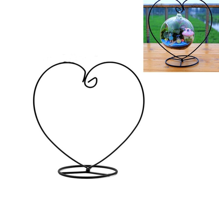 Heart-shaped Flower Stand Iron Frame Micro Landscape Ecological Bottle Shelf, Micro Landscape Shelf