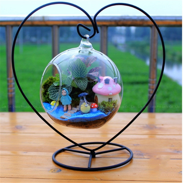 Heart-shaped Flower Stand Iron Frame Micro Landscape Ecological Bottle Shelf, Micro Landscape Shelf